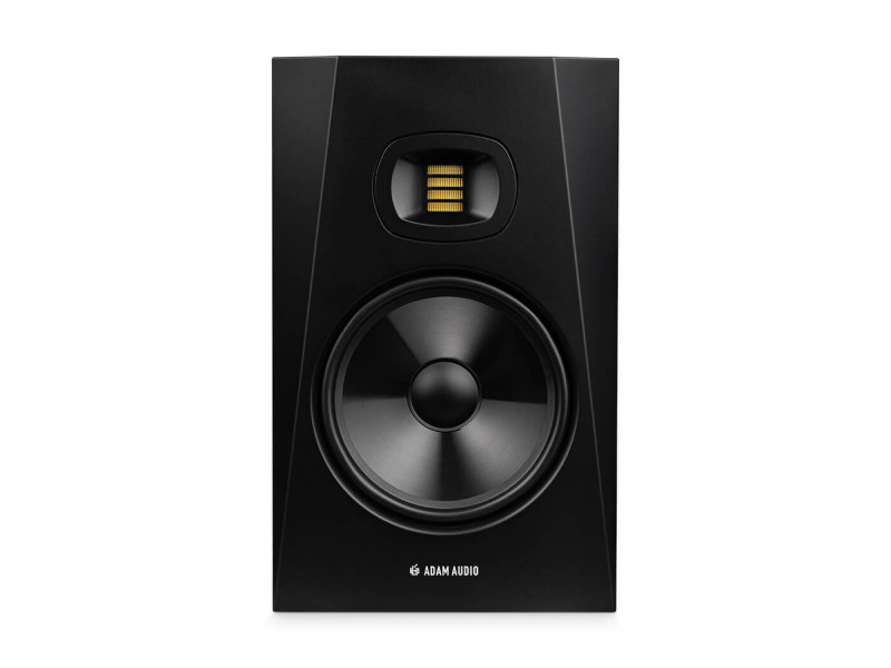 ADAM Audio T8V aktív monitor elölnézetből, 8 colos mélysugárzóval és U-ART magassugárzóval