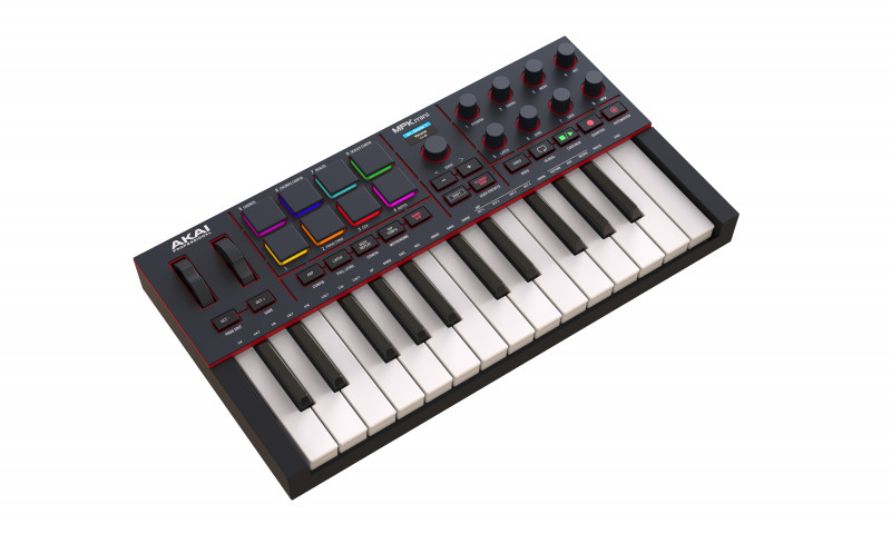 Akai MPK mini IV Black billentyűs MIDI-kontroller 25 billentyűvel, nyolc RGB paddal és forgóvezérlőkkel